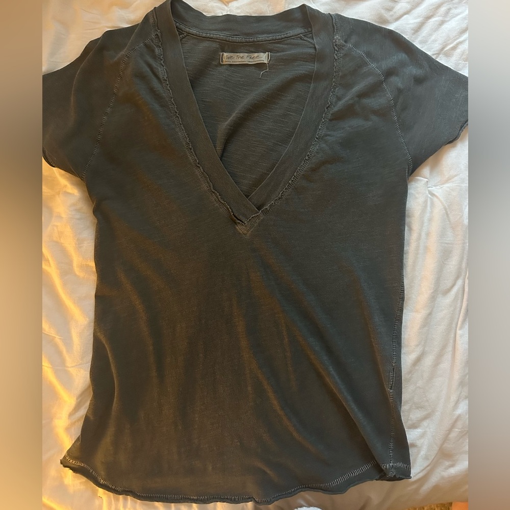 We The Free Charcoal V-Neck Tee